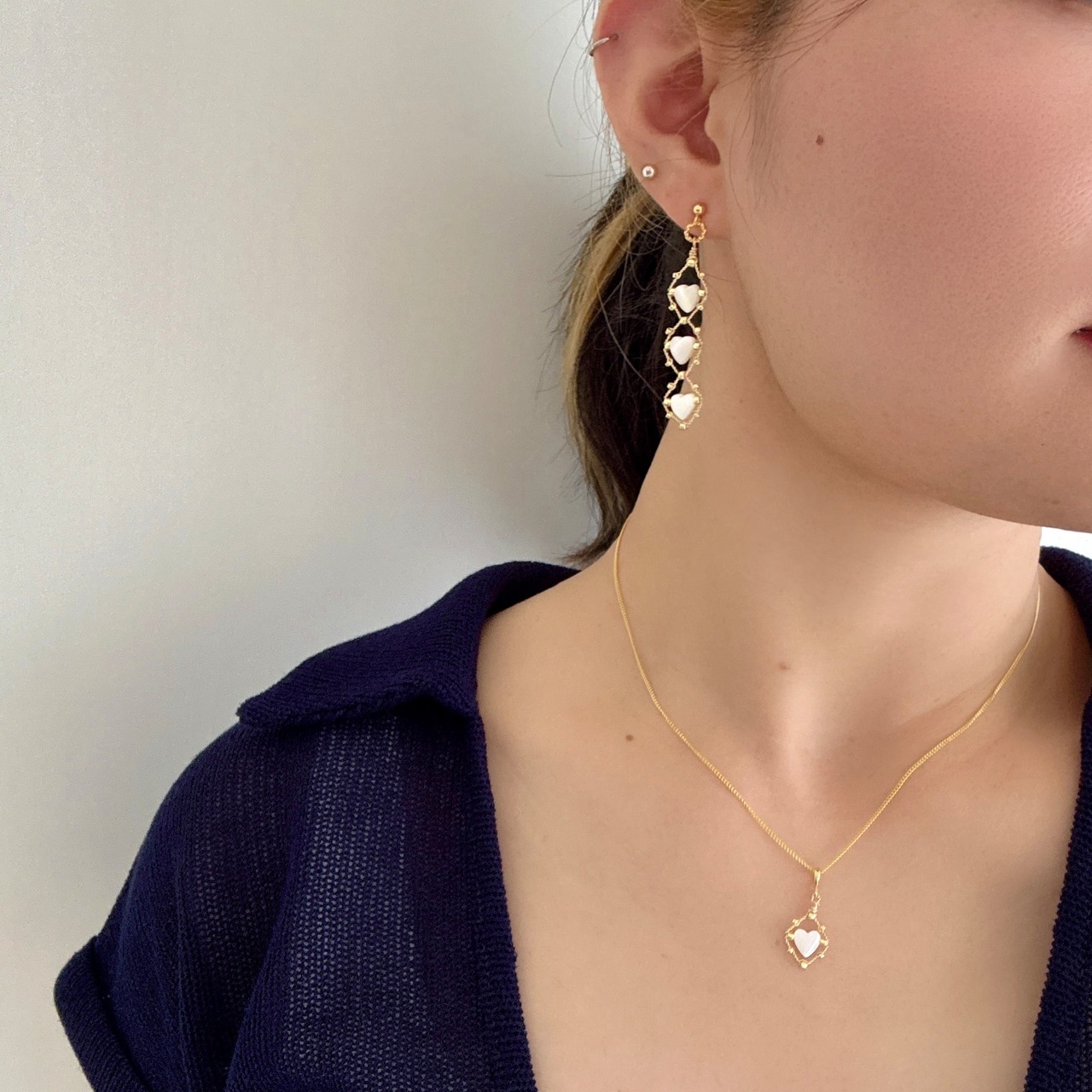 《3点set》初心（うぶ）3つぶ耳飾り+ブレスレット+ネックレス　kazuki edo Summer Collection 2026