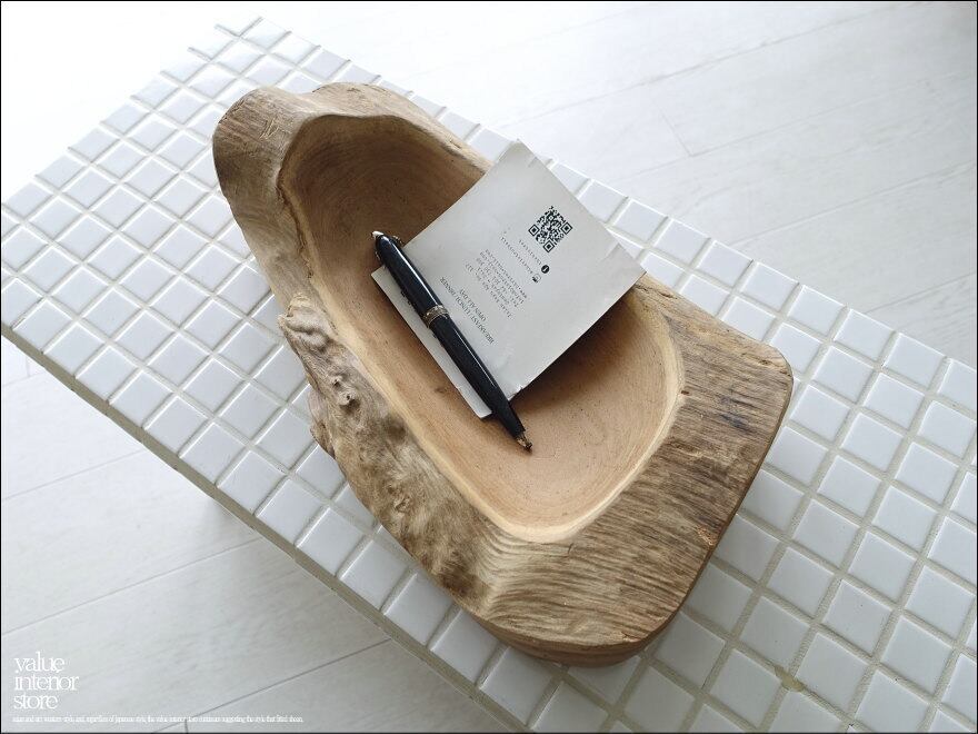 チーク総無垢 プリミティブトレイ 飾り鉢N32cm ボウル 小物入れ ナチュラル 天然木 鉢 入れ物 天然オイル仕上げ 世界三大銘木