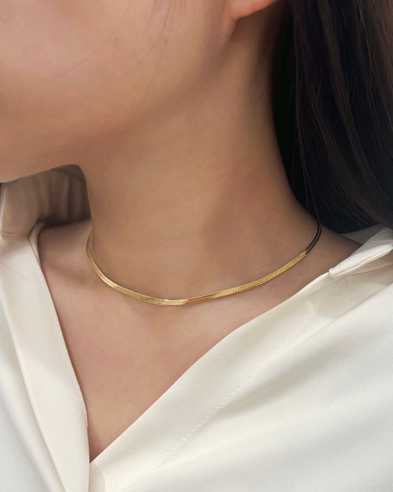 316L wide snake necklace【silver/gold】(N196)