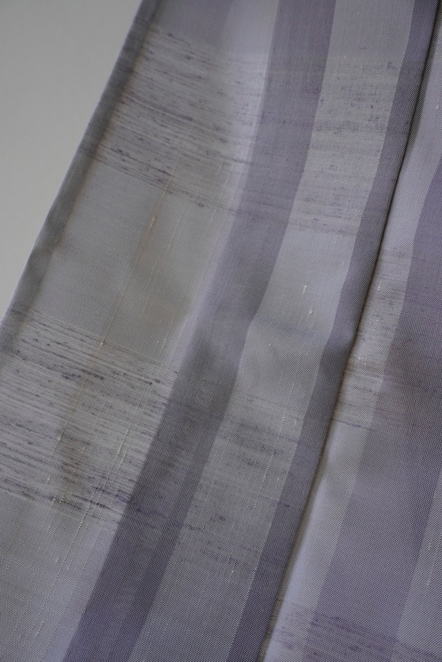 【夏紬】藤鼠色　縦縞文　夏紬