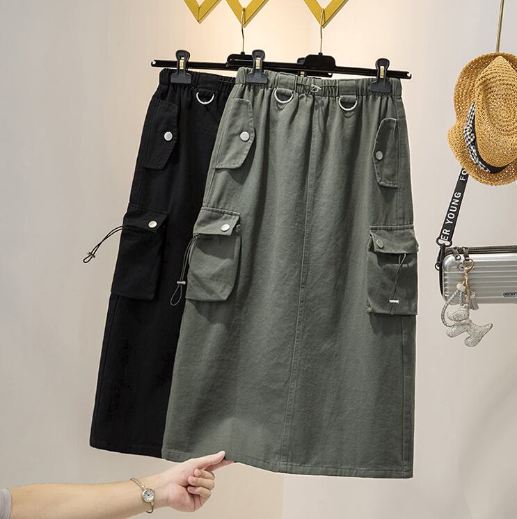 スカート ボトムス ロングスカート ミモレ ミモレ丈 ストレート Aライン バックスリット ファスナー ハイウエスト 大人可愛い カジュアル おしゃれ お洒落 かっこいい クール モダン 無地 春 レディース 女性用 デート お出かけ 女子会 お泊まり 休日 イベント 旅行 普段使い ファッション コーデ スタイル サイズ M L XL 2XL 3XL 4XL 黒 ブラック 緑 グリーン