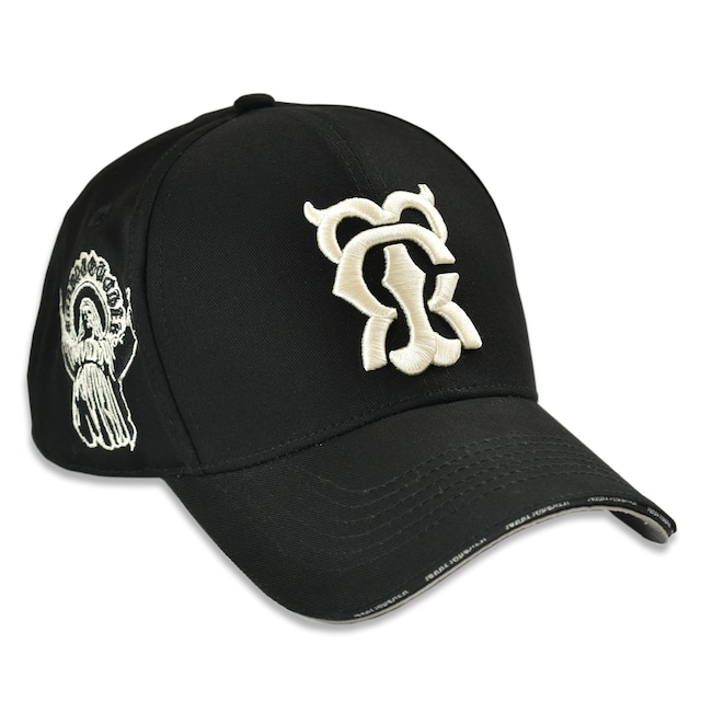 T.C.R  MONOGRAM LOGO 6PANEL JESUS CAP - BLACK