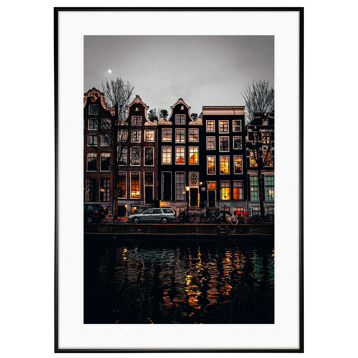 オランダ写真 夜のアムステルダム インテリアアートポスター額装 AS2565