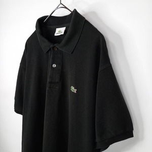 ラコステ　ポロシャツ　半袖　L1212　刺繍ロゴ　シェル　ユーロ古着　ブラック　XL
