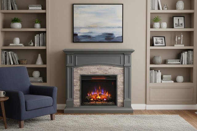 23インチ 電気暖炉 セネカ クールスレートグレー / ロイドグランデ / 送料、開梱・組立・設置無料 / LLOYD GRANDE / ハイグレード電気暖炉シリーズ