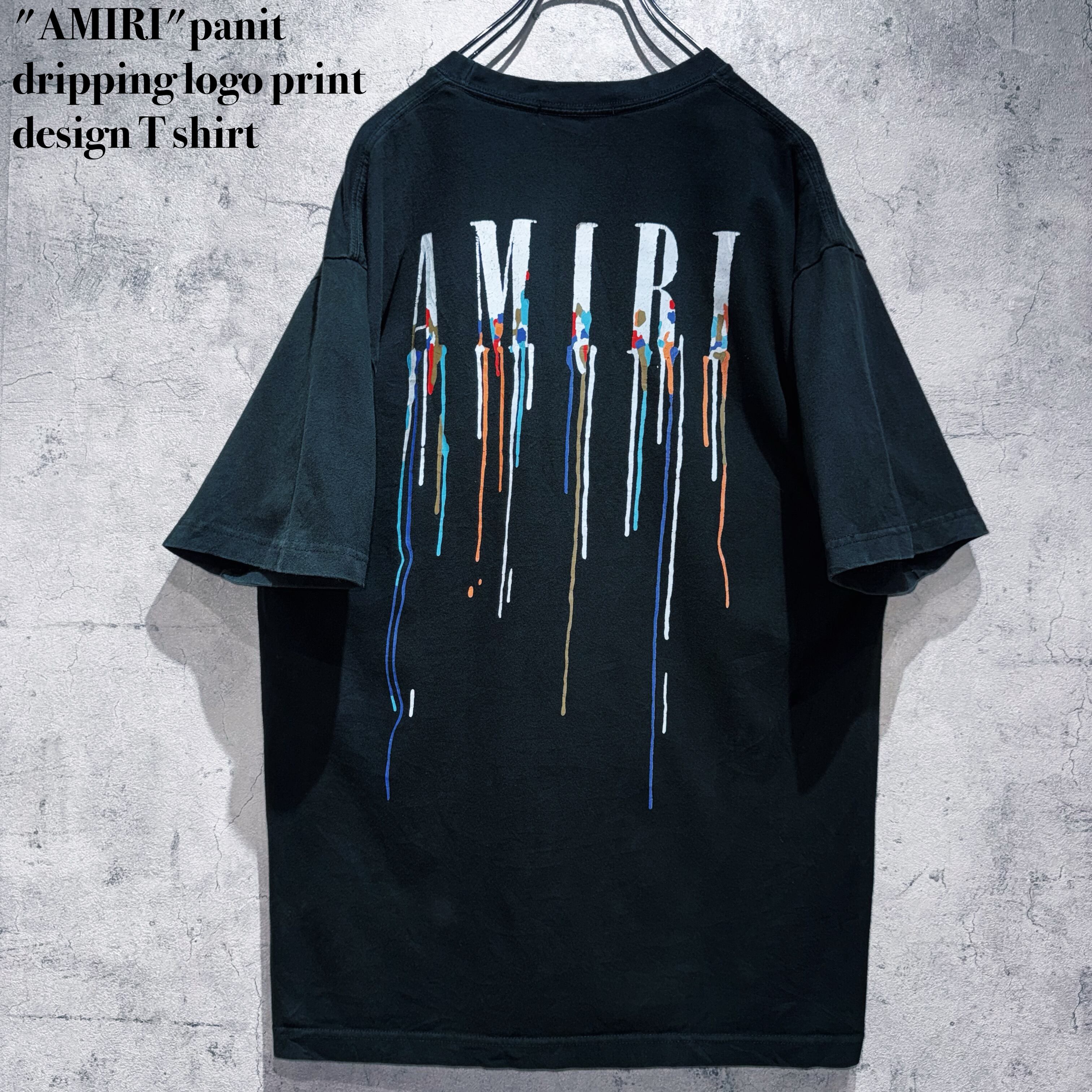 "AMIRI"panit dripping logo print design T shirt