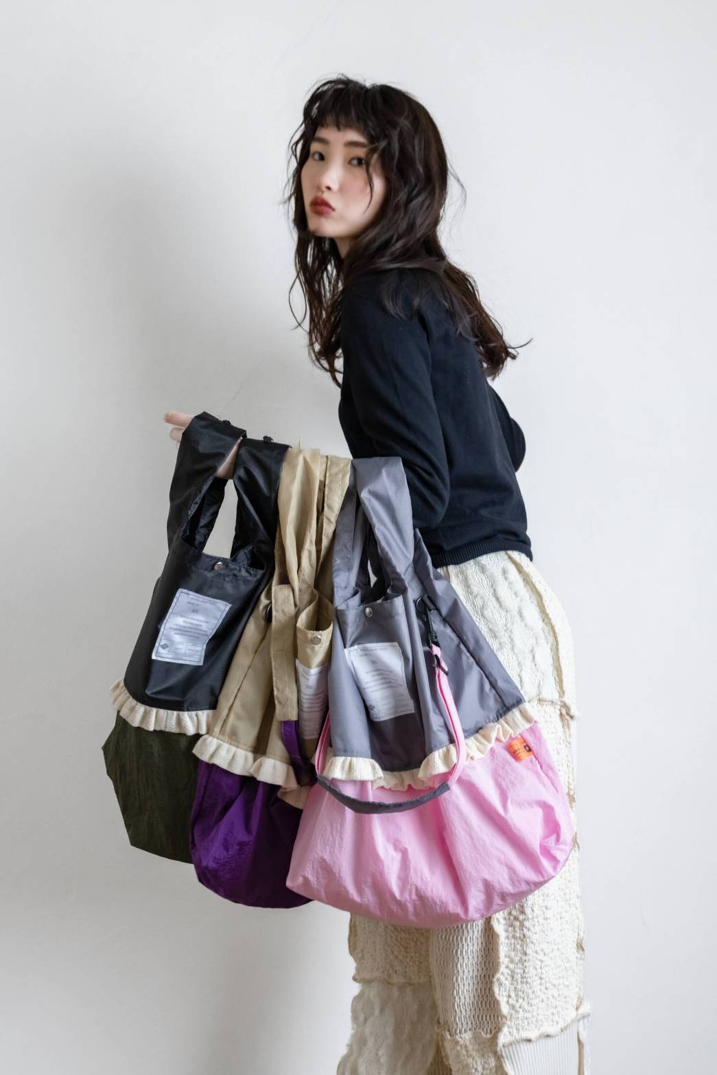 REHERSALL リハーズオール リネン フリンジベスト ジレ フリーサイズ パラシュートBRNフリルベスト【リハーズオール】parachute frill vest