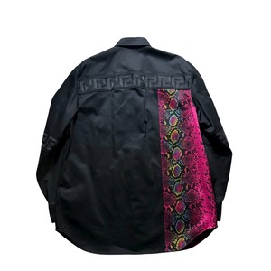 VERSACE logo & python switching shirt coverall