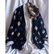GIORGIO ARMANI Chenille Diamond Patterned Wool Knit Cardigan