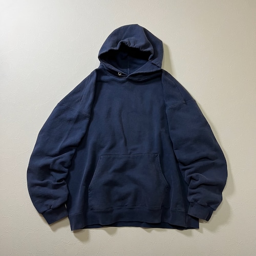 90s Hanes　無地　フェード　プルオーバー　パーカー　フーディー　ヘインズ　ネイビー　L 古着