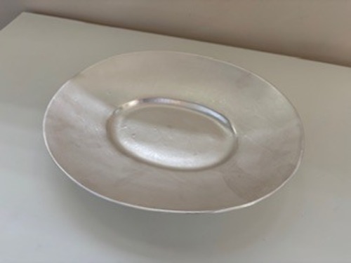 加藤あゐ　ワイドリム楕円大皿(銀彩)