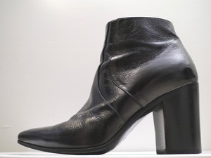 2015◆SAINT LAURENT PARIS サンローラン レディース チャンキーヒール レザー ブーティ ショート ブーツ 36.5◆ 安定感抜群の即完売モデル