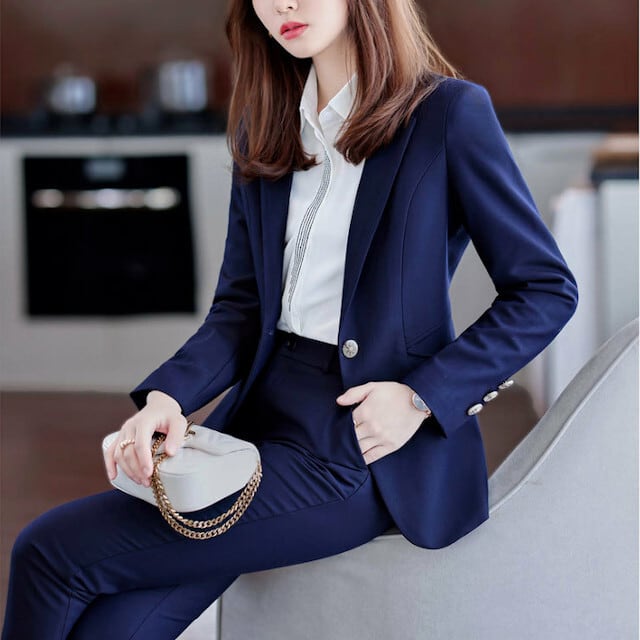 セットアップ レディース スーツ フォーマル リクルート 仕事着 オフィス スリム ハンサム こなれ感 おしゃれ シンプル ベーシック ジャケット パンツ ブラック/ネイビー/カーキ/ブルー サイズ展開豊富 大きいサイズ 春秋 S/M/L/XL/2XL/3XL/4XL