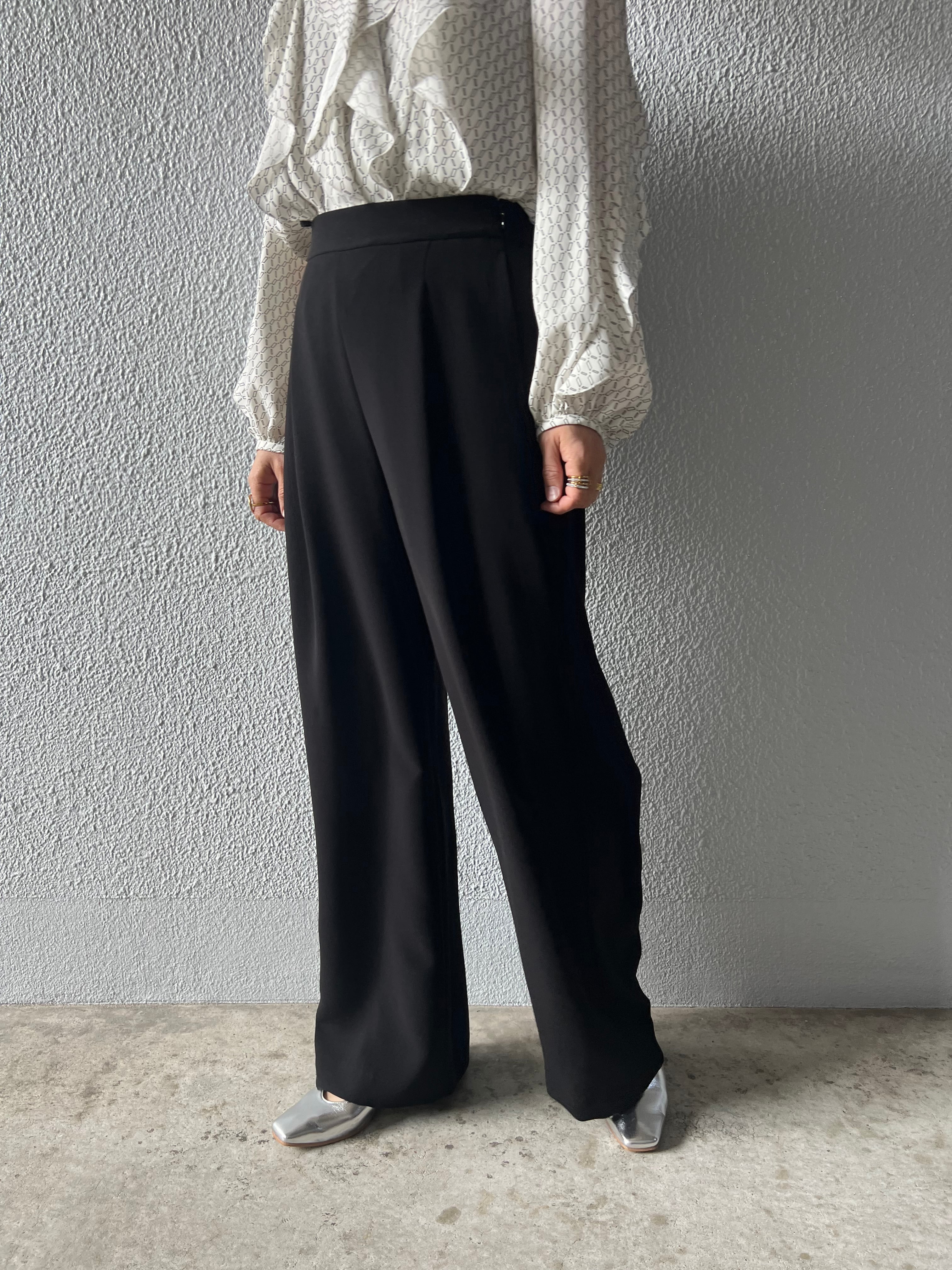 【PASSIONE】タック入りジョーゼットワイドパンツ 536610