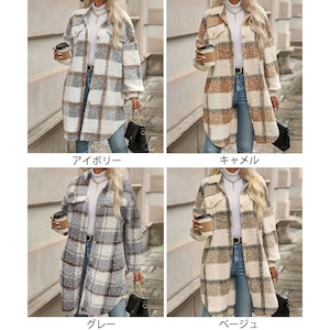 ボア ジャケット チェック柄 韓国風 レディース 春秋冬 きれいめ 大人 カジュアル おしゃれ 襟付き コーディガン 軽量 体型カバー ライトコート 大人可愛い 大人女子