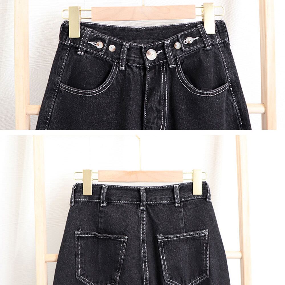 デニムパンツ ハイウエスト レディース 韓国 ストレート ジーンズ 大人 カジュアル ゆったり 美脚 ウエストボタン おしゃれ 春 夏 秋 冬 大人可愛い 大人女子