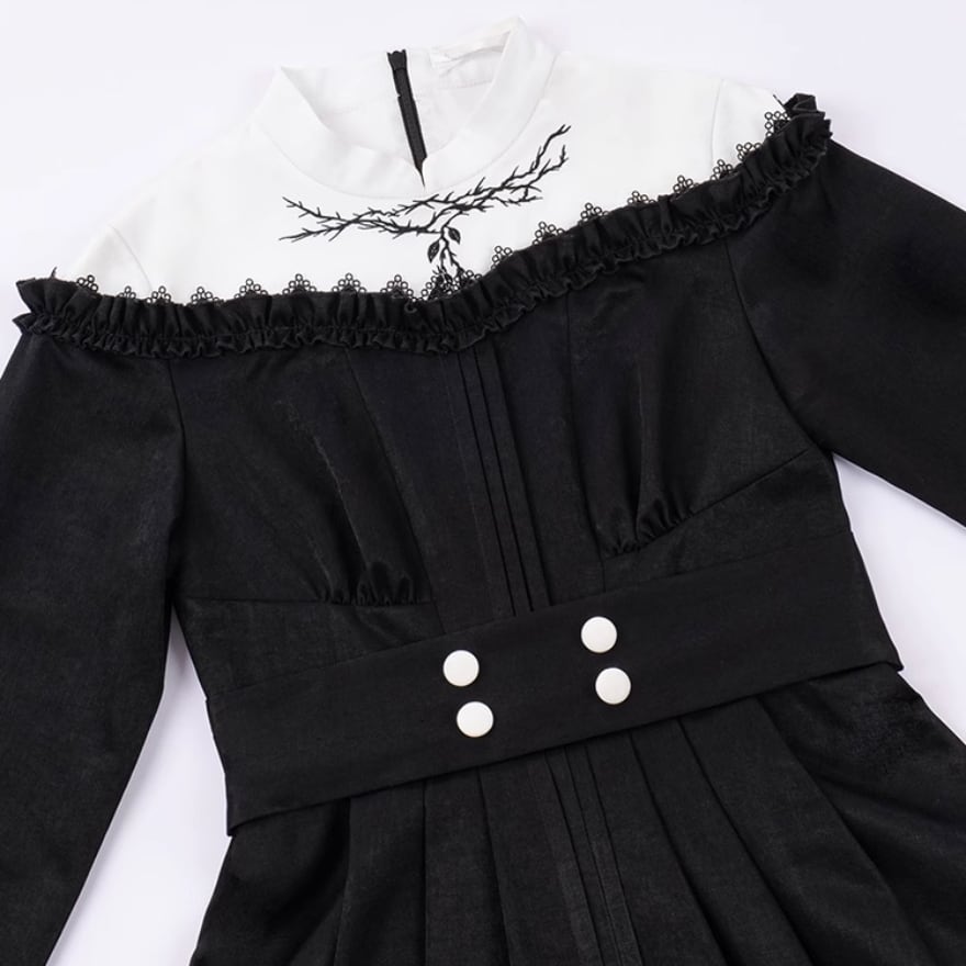 ゴスロリ通販 With U ゴスロリ 修道女 シスター 刺繍 アシンメトリー丈