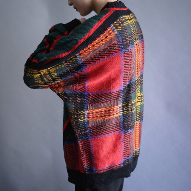 good coloring and switching knit pattern loose silhouette sweater