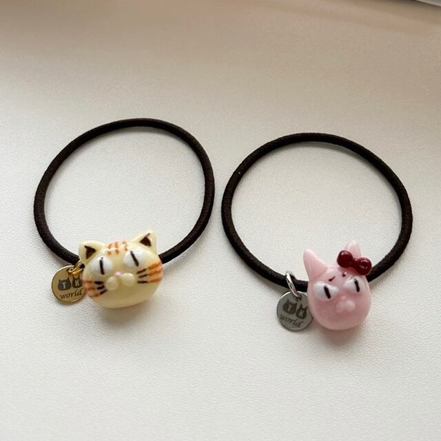 受注生産)ときめき♡ねこの2WAYヘアゴム(ロゴプレート付) 全2種