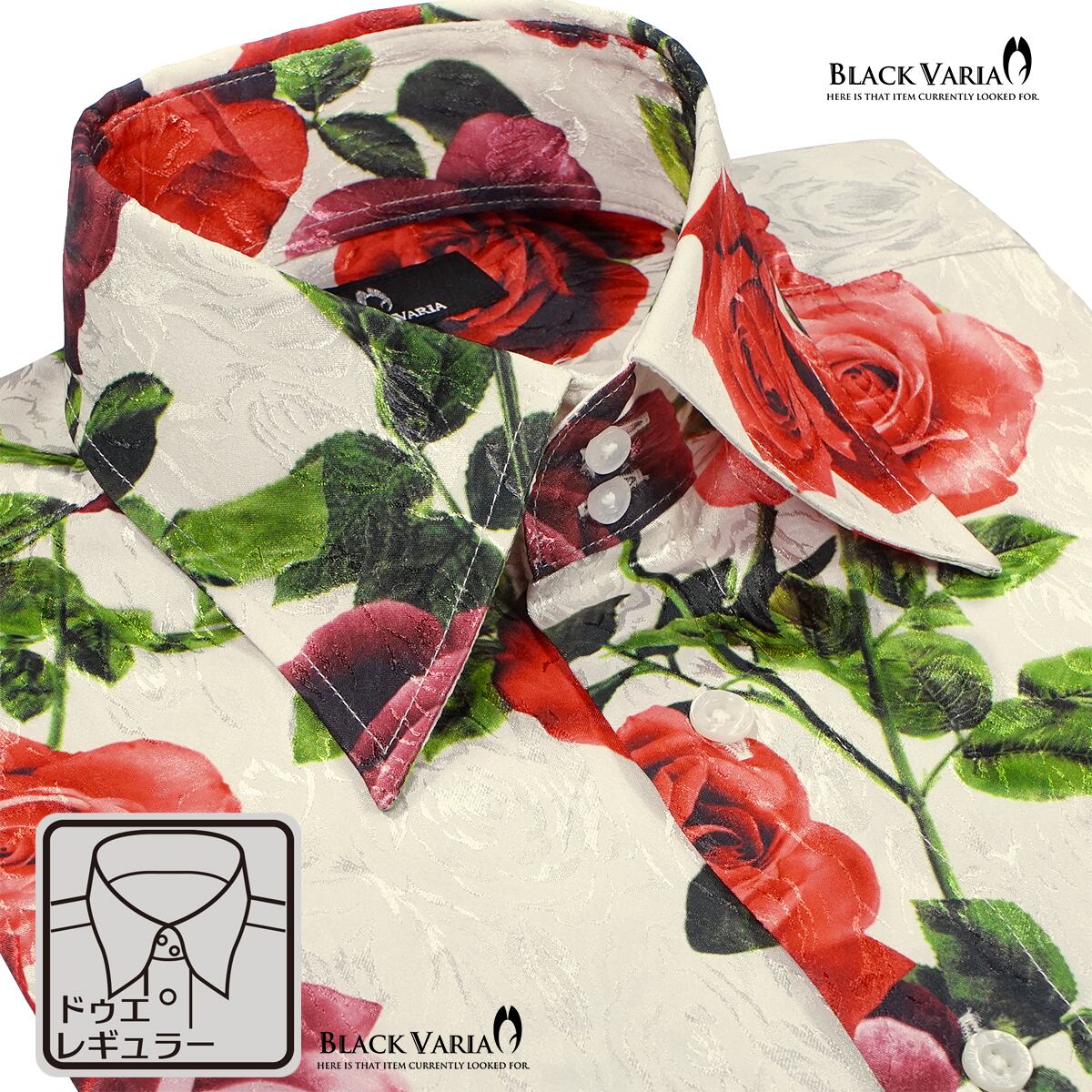 BLACK VARIA サテンシャツ ドゥエボットーニ スナップダウン