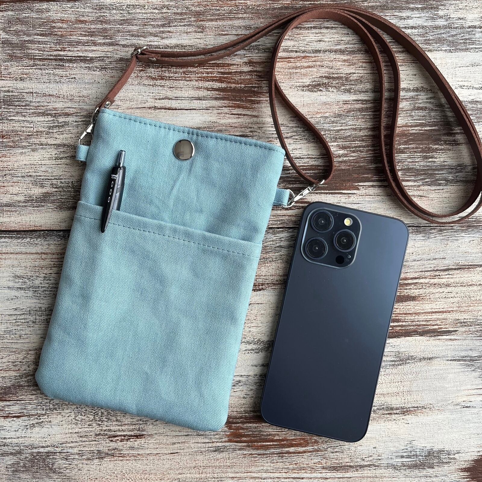 くすみカラー11号帆布ちょっとお出かけポーチ スマホポーチ スマホ