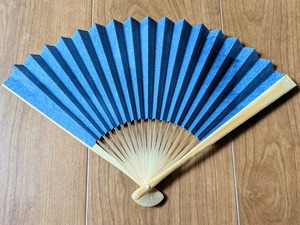 扇子　高野紙京扇子　高野山麓の風薫る手染め扇子　藍
