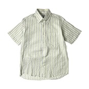 J.PRESS ジェイプレス ストライプ シアサッカー BD 半袖シャツ L/ライトグリーン