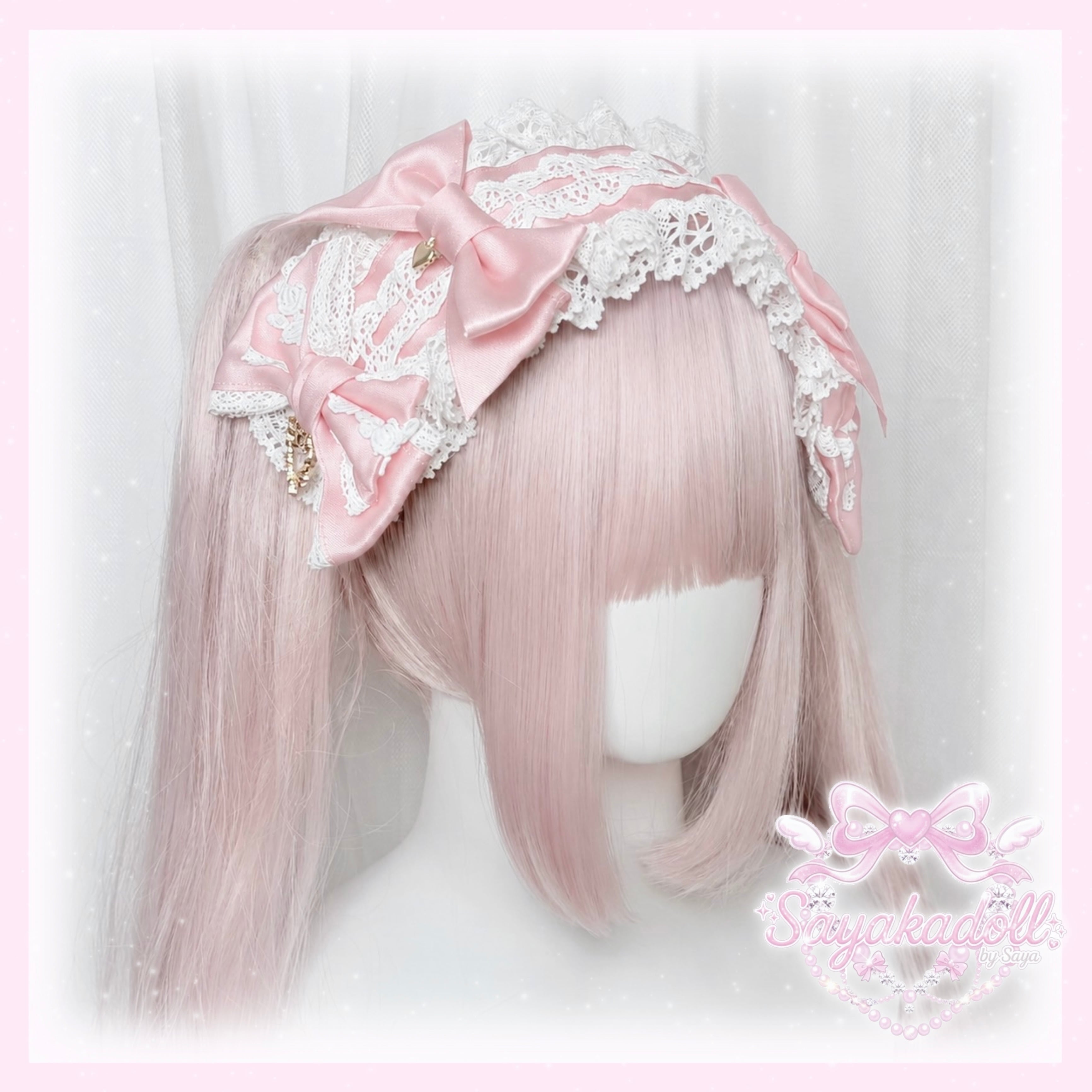 ♡ Candy チェック柄 フリルリボンヘッドドレス pink ‪♡ | PAY ID‬
