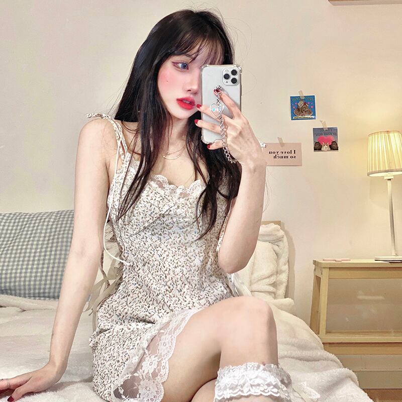 レースフローラルドレス サマースタイルスカート バック 夏物 花柄 ステッチ 萌量不足64711442635