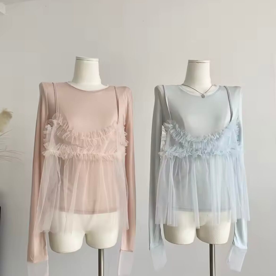 sheer bustier long t-shirt set