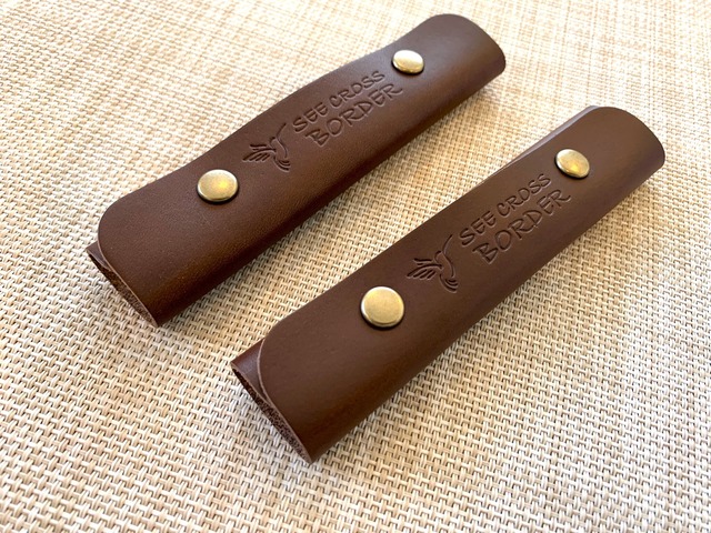 Leather Handle Cover / Brown (2 pieces set)