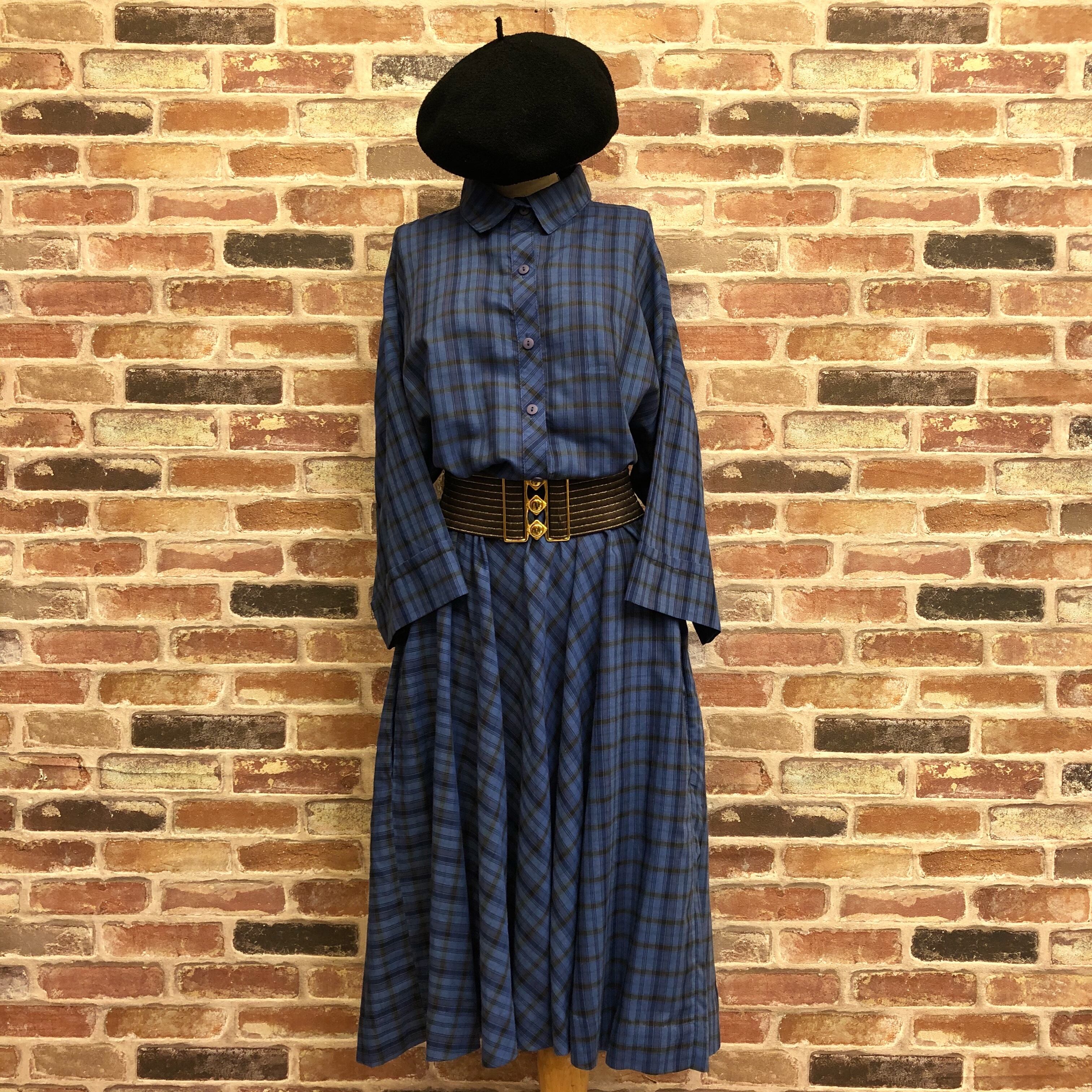 MADE IN U.S.A Check Blue One-piece