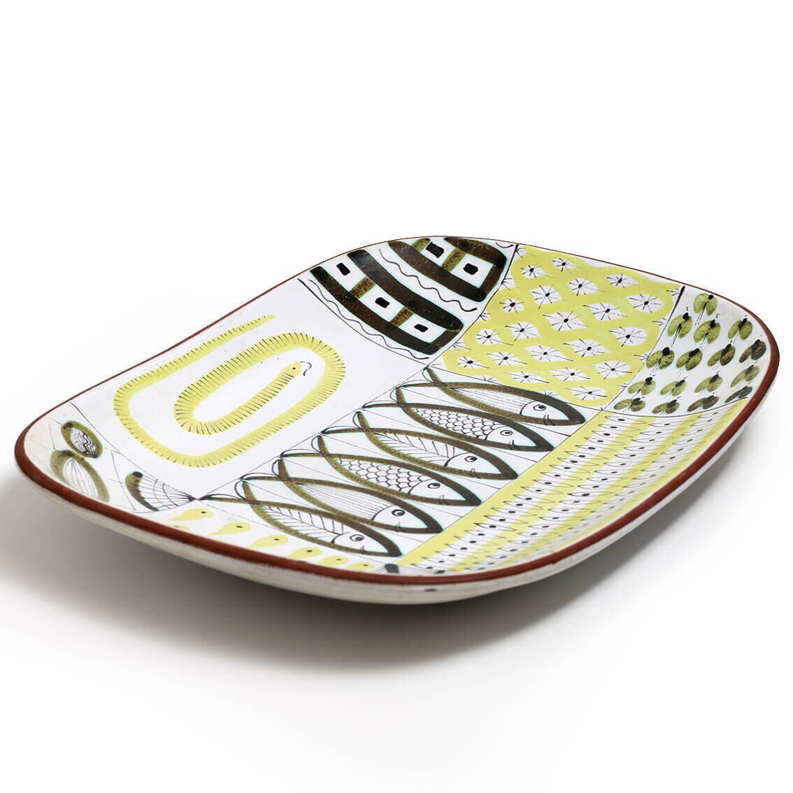 Gustavsberg グスタフスベリ Fajans ファイアンス 黄色い長方形皿 北欧