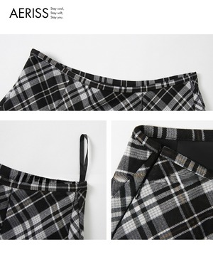 エッジフリンジ チェックAラインスカート A0733