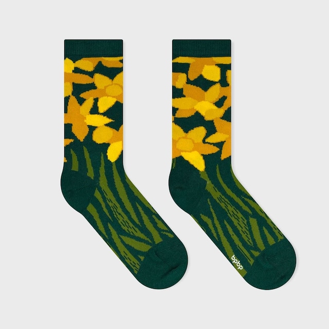 bpbp x YURI HIMURO / 氷室友里 SOCKS NARCISSUS / ソックス スイセン / 22-25cm オーガニックコットン使用 奈良県産 BLOOM COLLECTION BPHY003