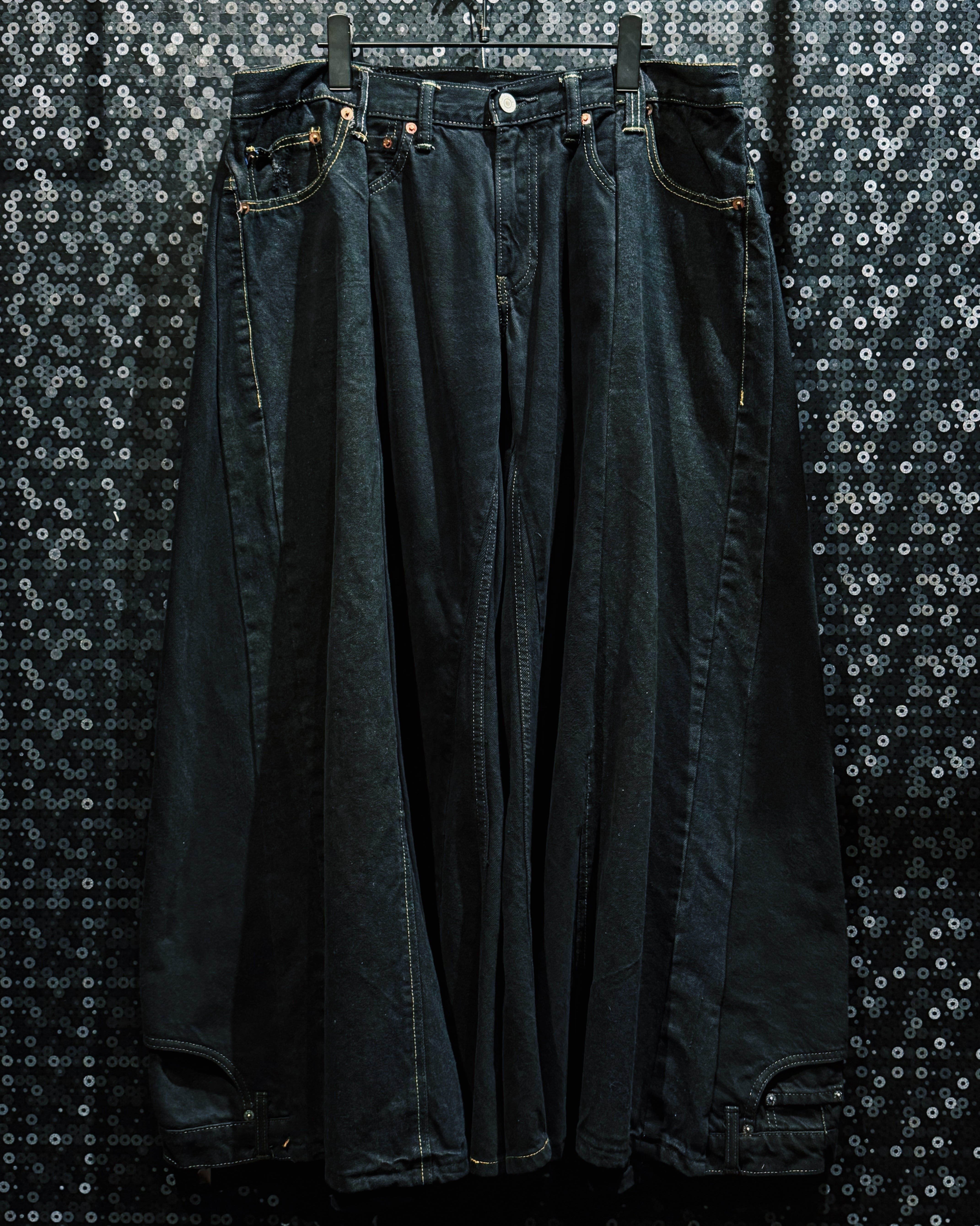 【ÆIEM】BLANK ICON “Abyss Denim” Super Massive Wide Reconstruction Pants