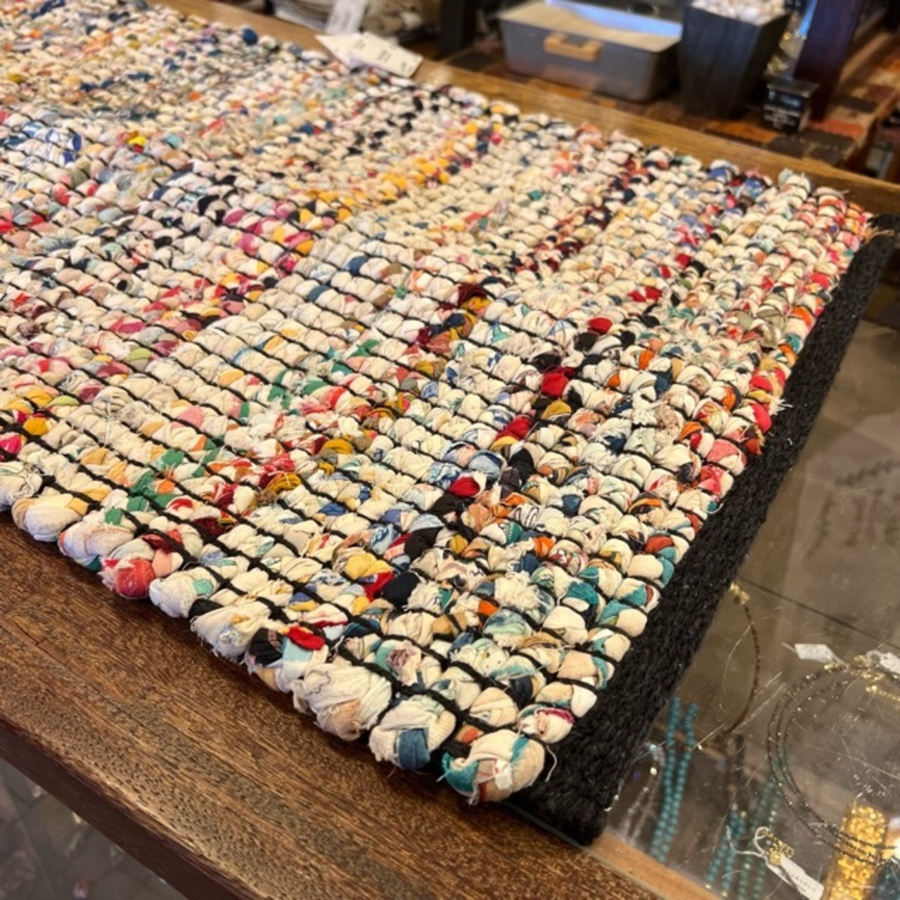 TOPANGA Homefurnishing　Recycle Cloth Rug White　50×80cm　リサイクルクロスラグ　ホワイト　玄関マット　ベッド　ラグマット　リビング　玄関　椅子　サイドテーブル　コットン