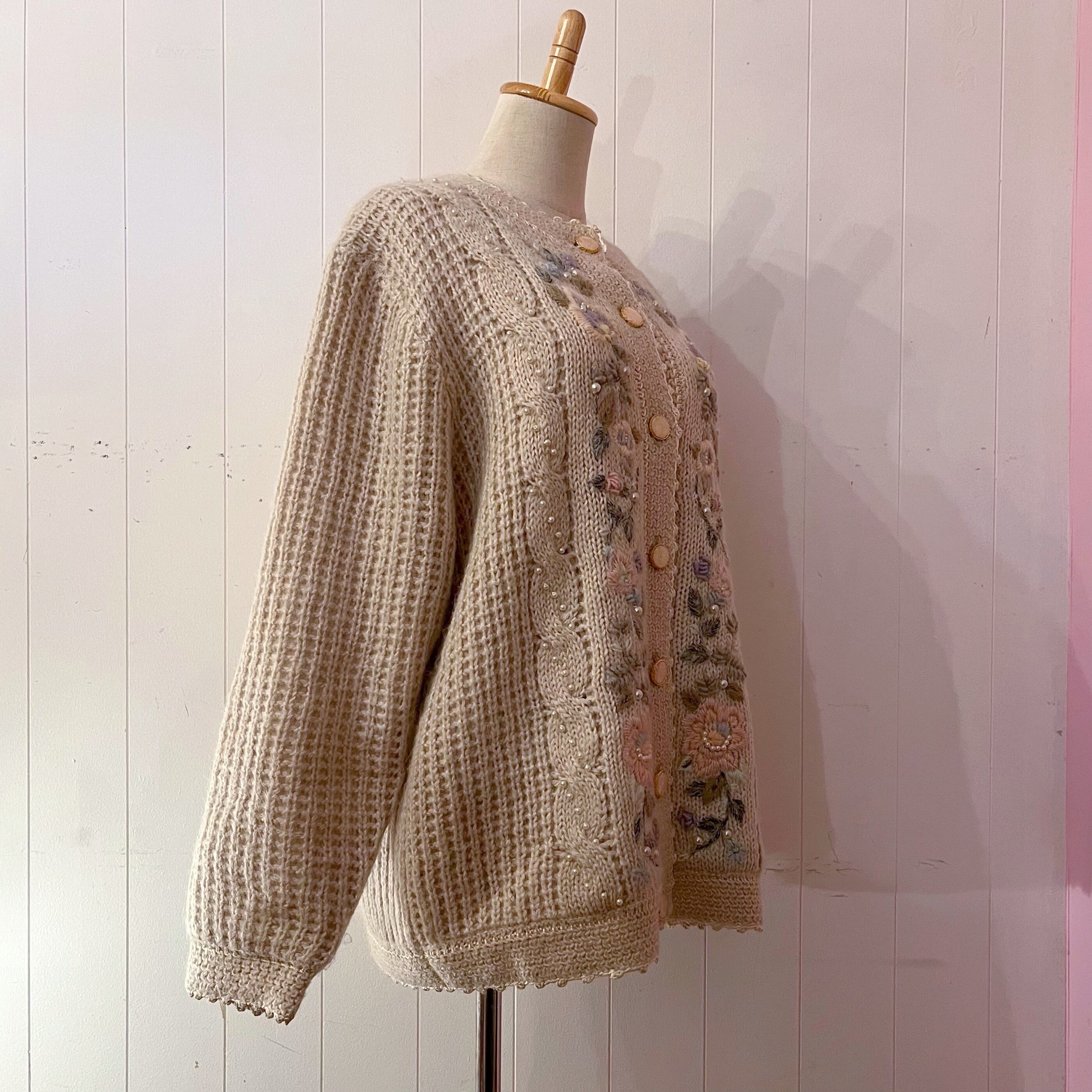 pastel flower embroidery cardigan