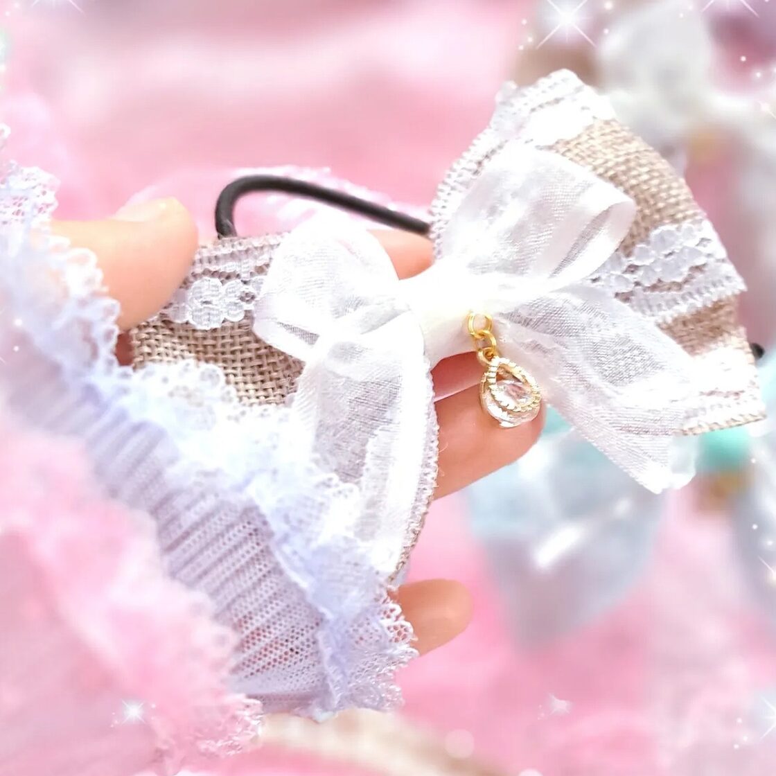 オーガンジー×ジュートリボン♡ヘアゴム ヘアクリップ ツイン | Pay ID 
