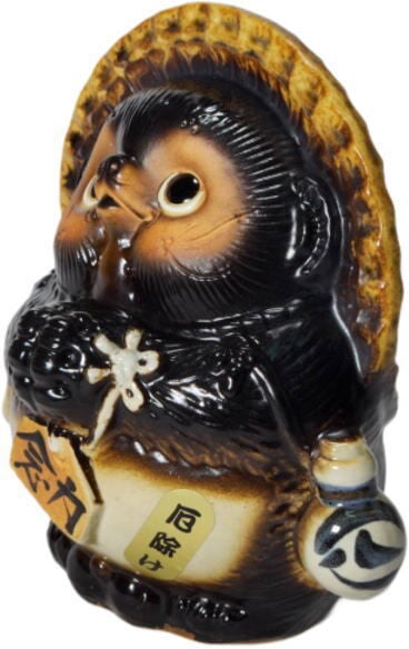 風水狸 黒 (大) 厄除け （信楽焼き・陶器 ・置物・風水・たぬき