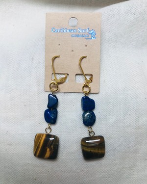 Tiger Eye× Lapis lazuli earrings3