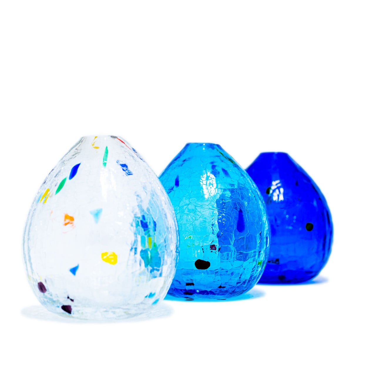 RYUKYU GLASS WORKS 海風】アイスクラック一輪 青 [琉球ガラス