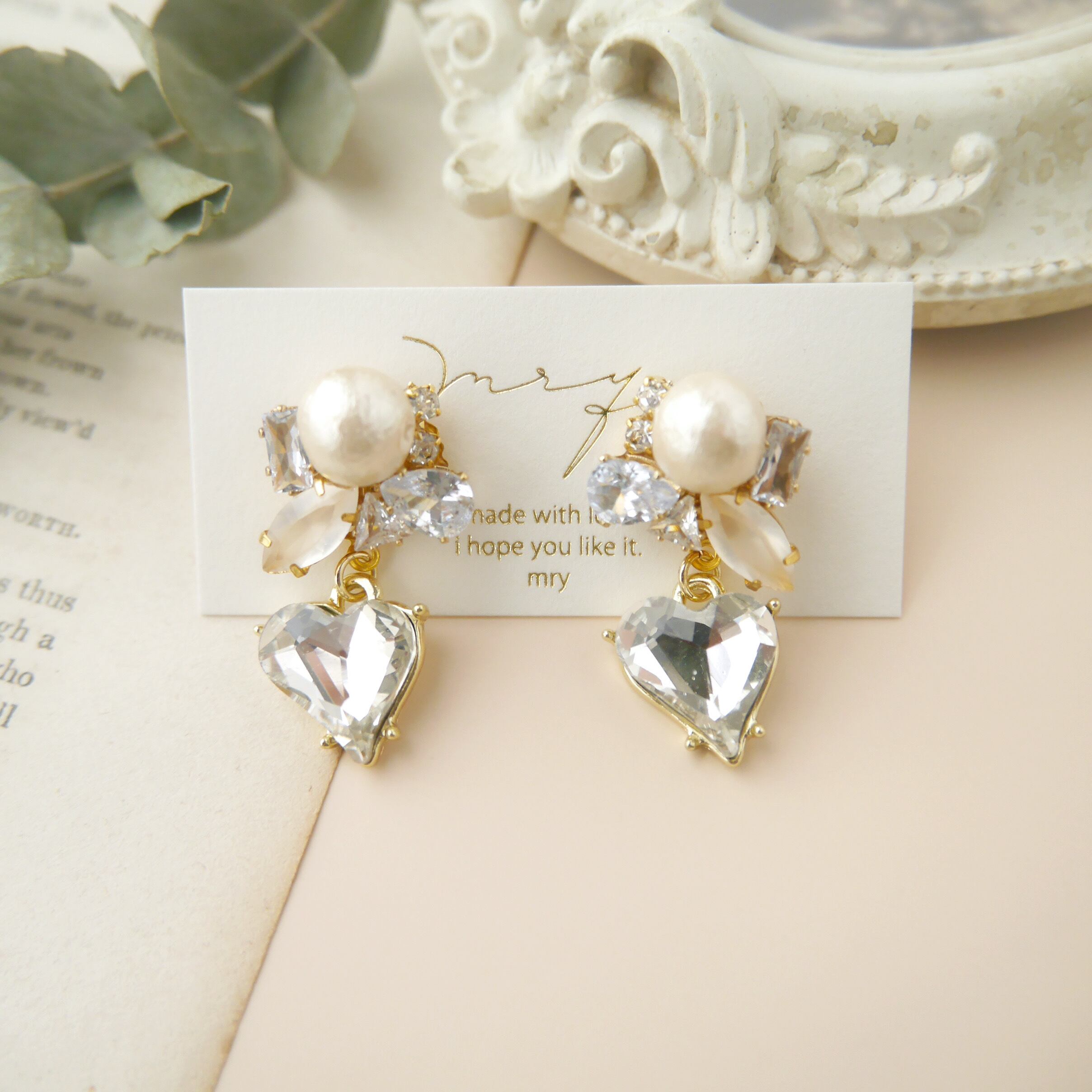 ガラスハート コットンパールビジュー