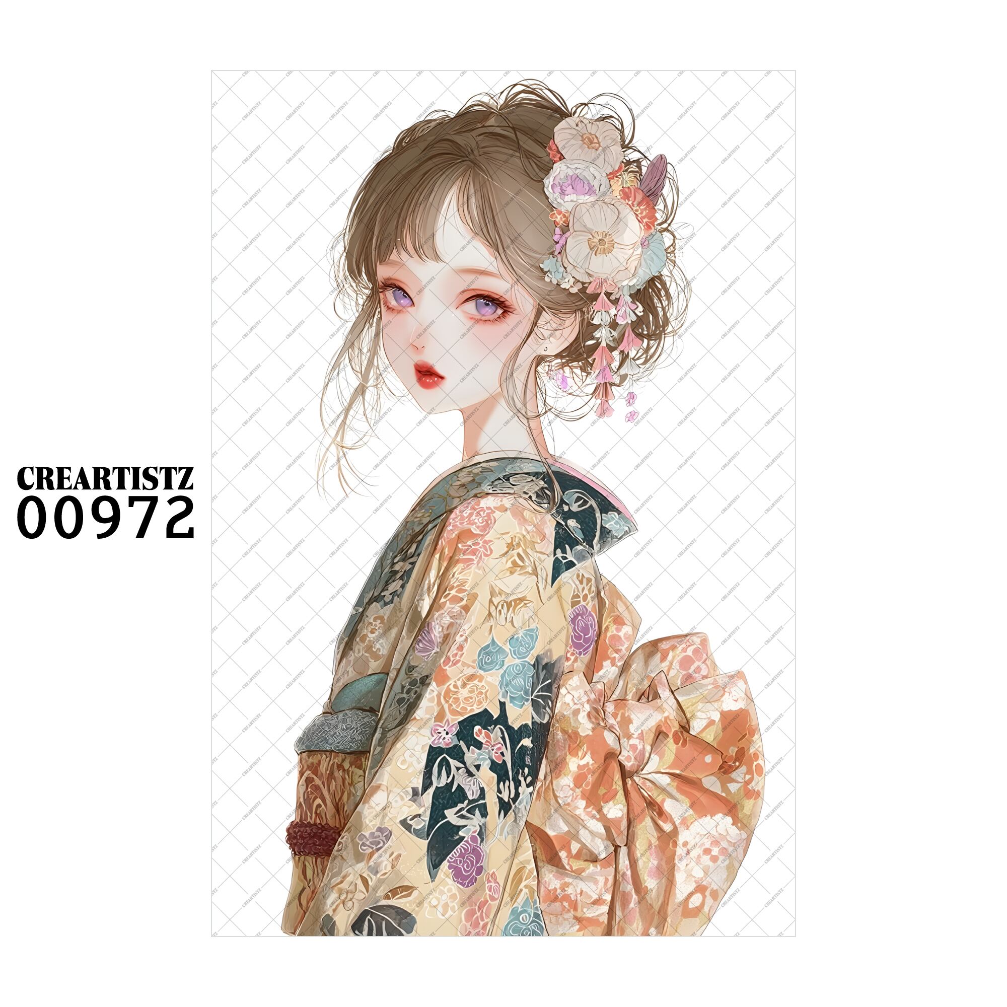 00972 ガール キュート オリジナル ペーパー/ステッカー 4枚セット CREARTISTZ