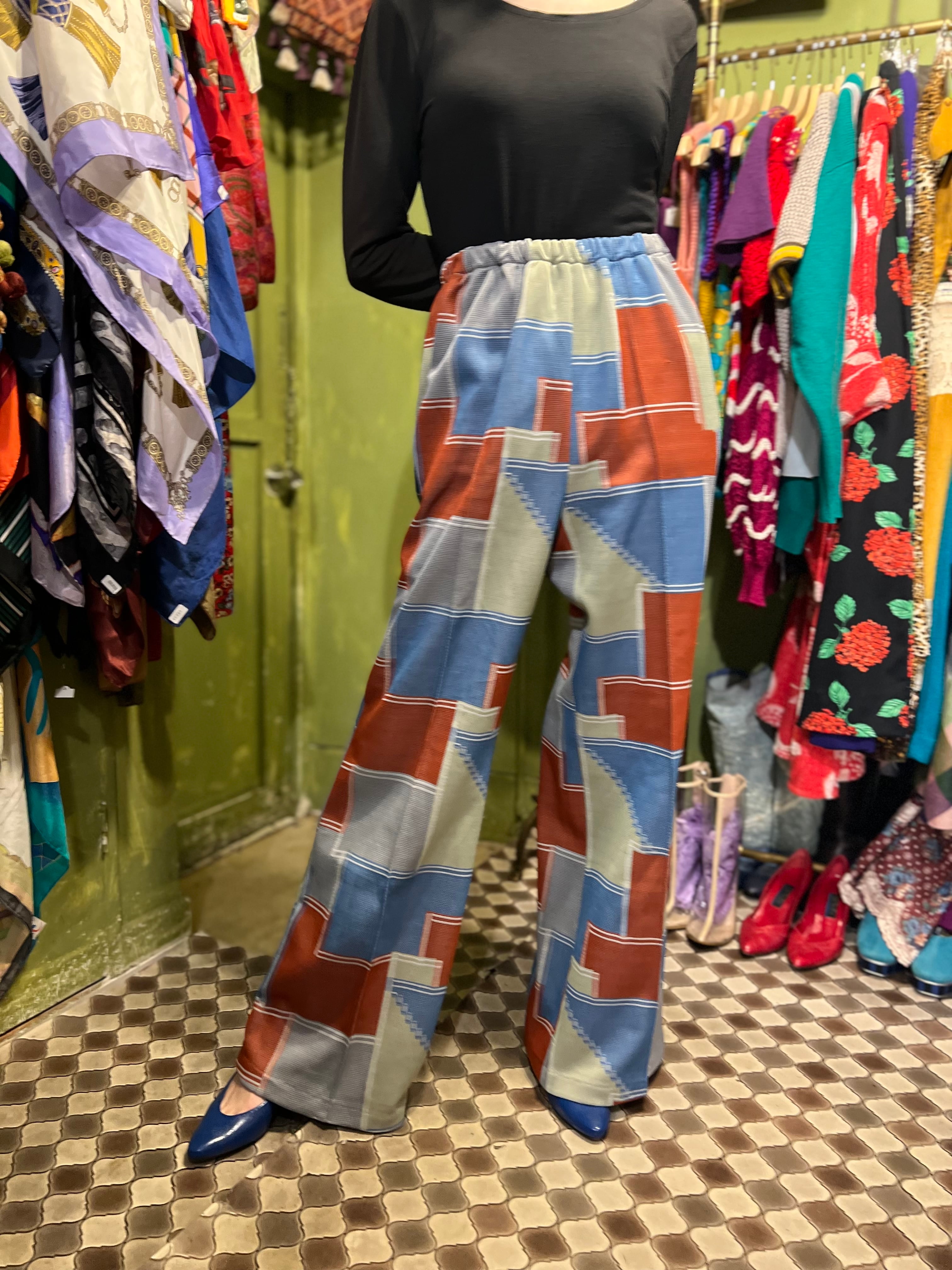 70s multicolor poly pants ( ヴィンテージ マルチカラー ポリ パンツ ) | Riyad vintage shop  powered by BASE