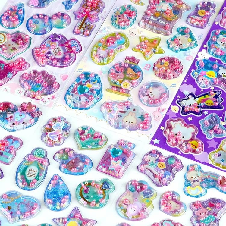 香りつきシャカシャカシール4枚セット3D立体 シャカシャカ PVC