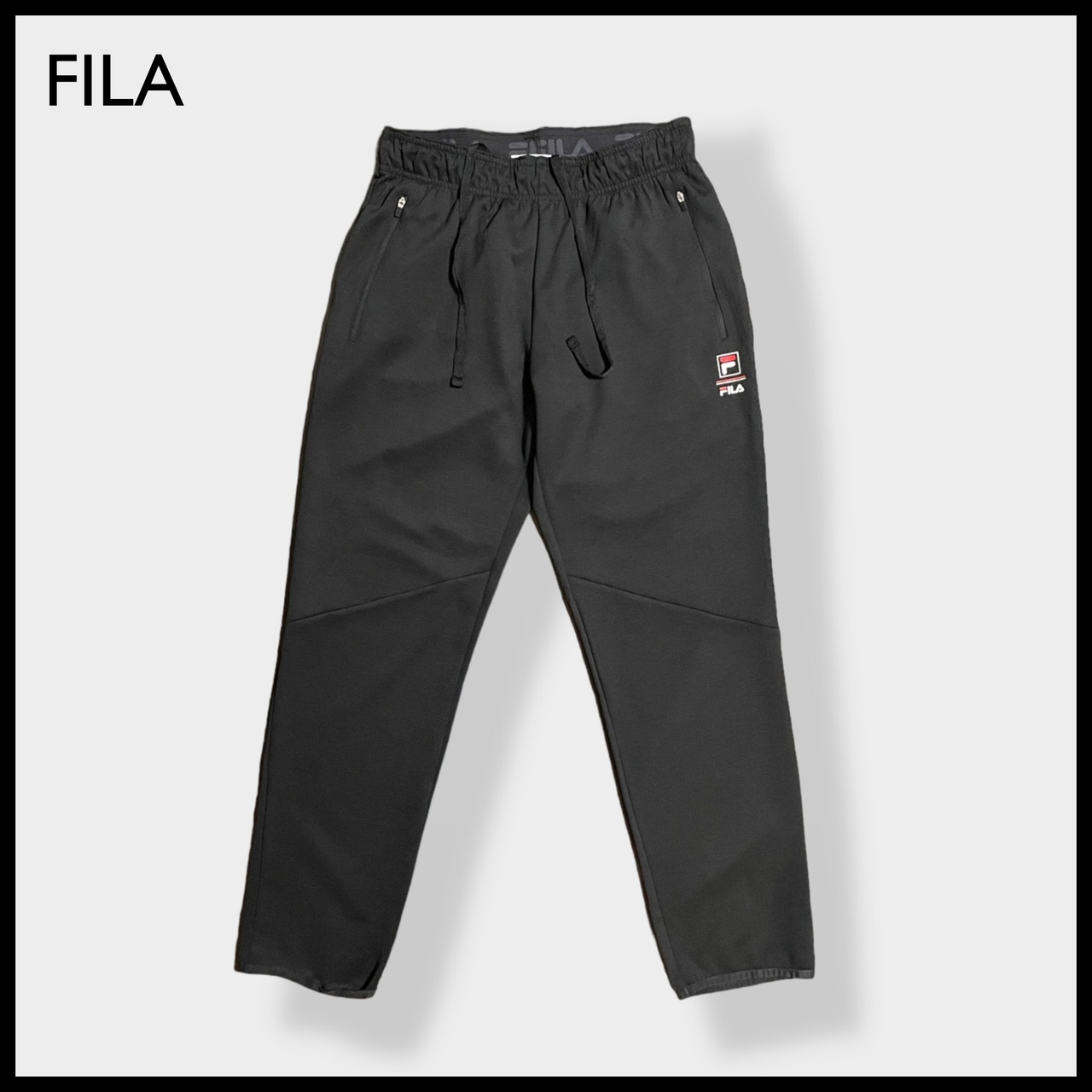 【FILA】トラックパンツ ジャージパンツ トレーニングパンツ ジャージ下  ロゴ プリント ブラック フィラ US古着