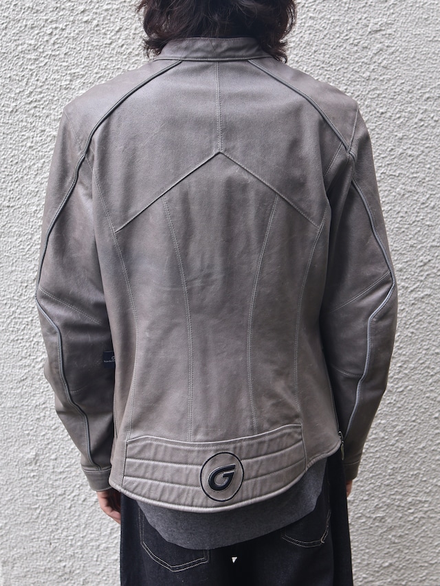 grey racing leather jacket