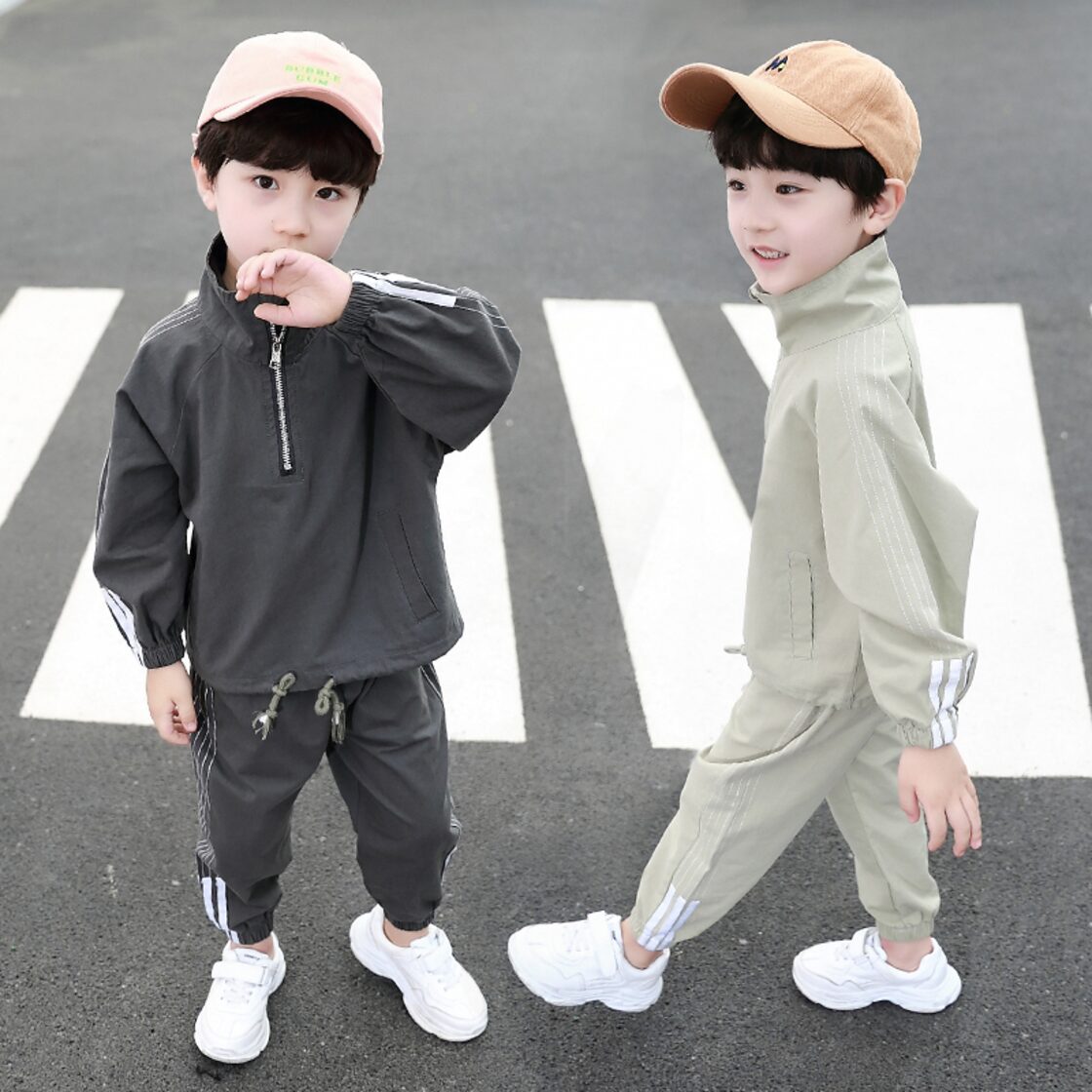 新作 男の子スポーツウェア春秋幼児男の子服長袖黒服子供セット子供 