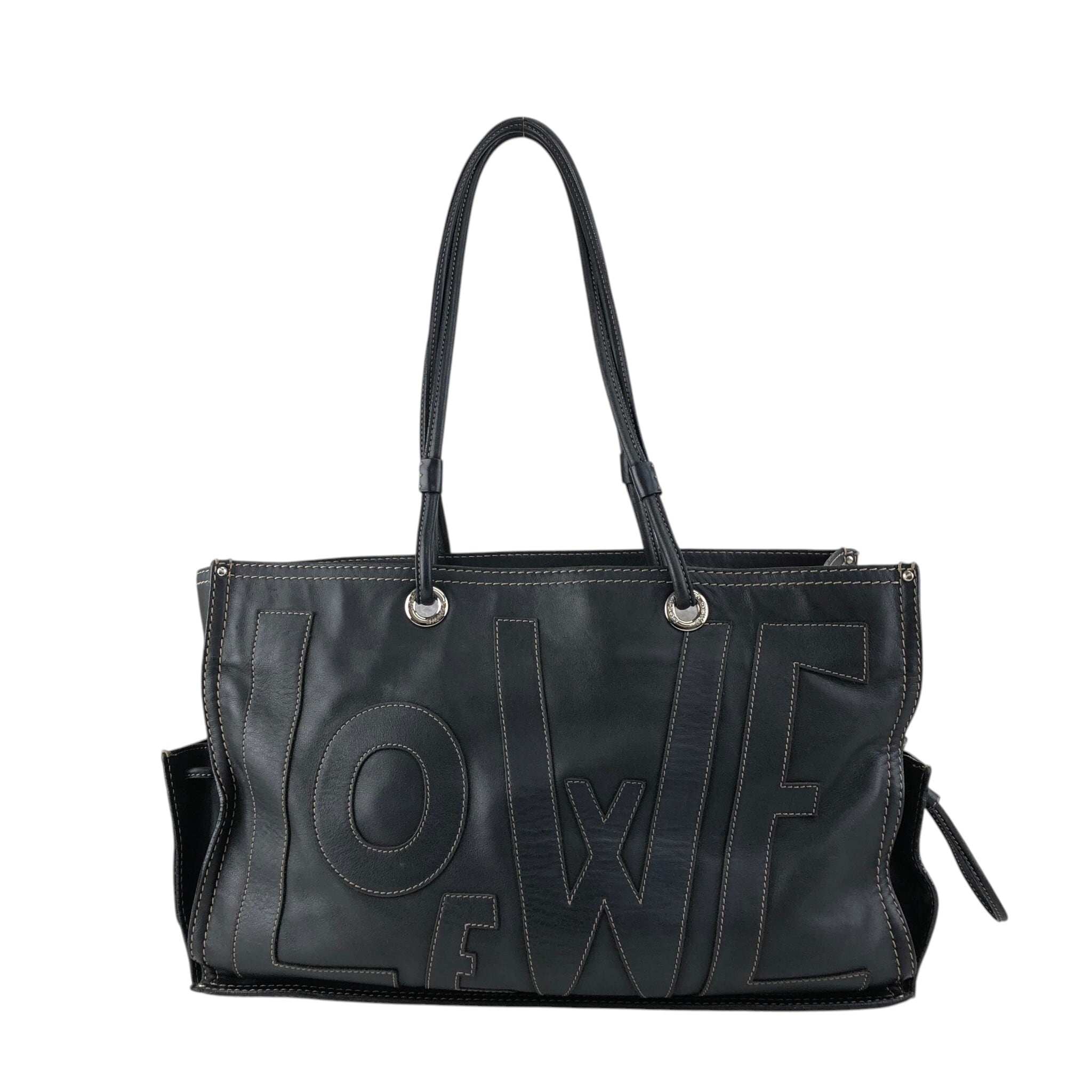 LOEWE ロエベ ハンドバッグ ブラック アナグラム レザー トートバッグ